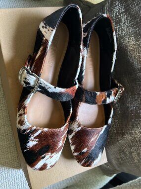 Steve Madden Jennie Brown Multi Calf Hair Mary Jane Flats Size 7